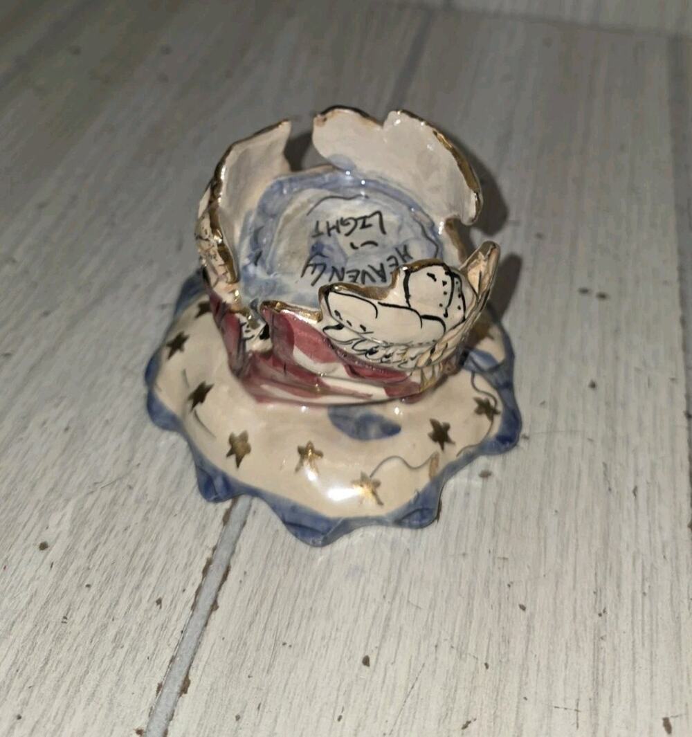 Vtg 01' Blue Sky Corp Heather Goldminc Heavenly Light Votive Candle Holder Angel